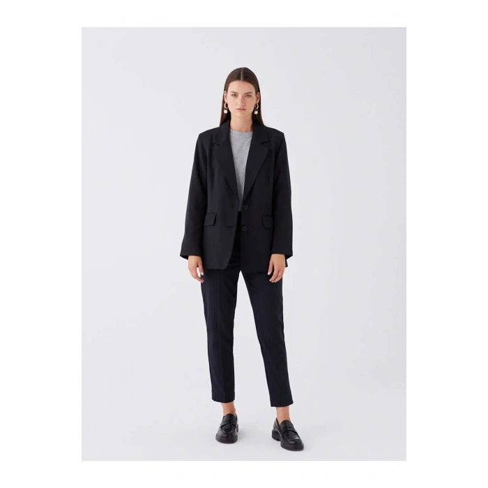 LCWAIKIKI Classic Siyah Krep Kadın Blazer Ceket