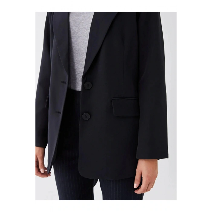LCWAIKIKI Classic Siyah Krep Kadın Blazer Ceket