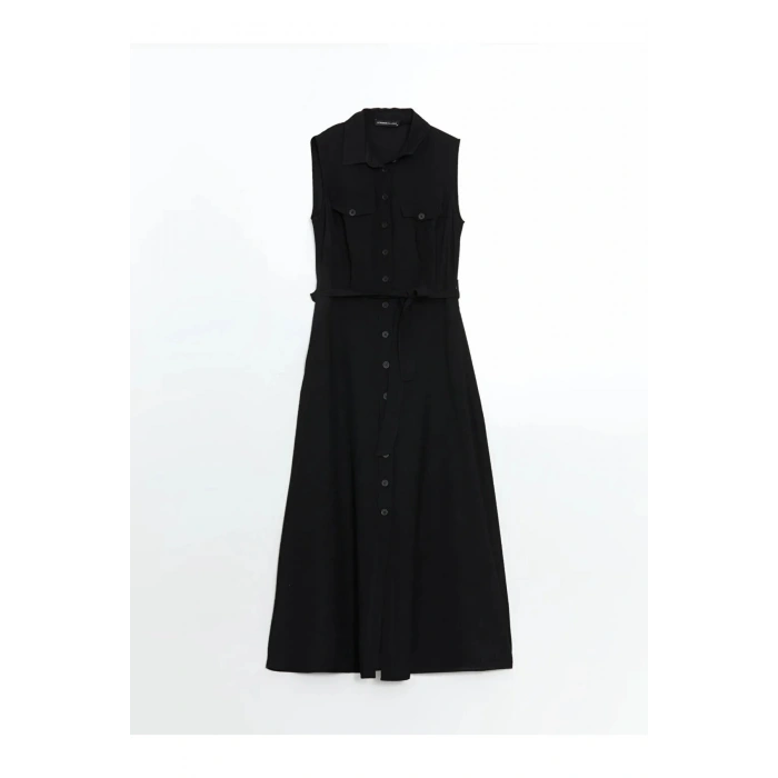 LCWAIKIKI Classic Siyah Müslin Kadın Gömlek Elbise