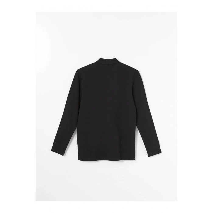 LCWAIKIKI Classic SİYAH Polo Yaka Uzun Kollu Erkek Sweatshirt