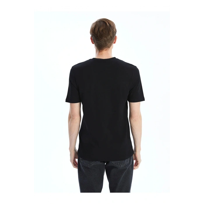 LCWAIKIKI Classic Siyah V Yaka Kısa Kollu Penye Erkek Tişört