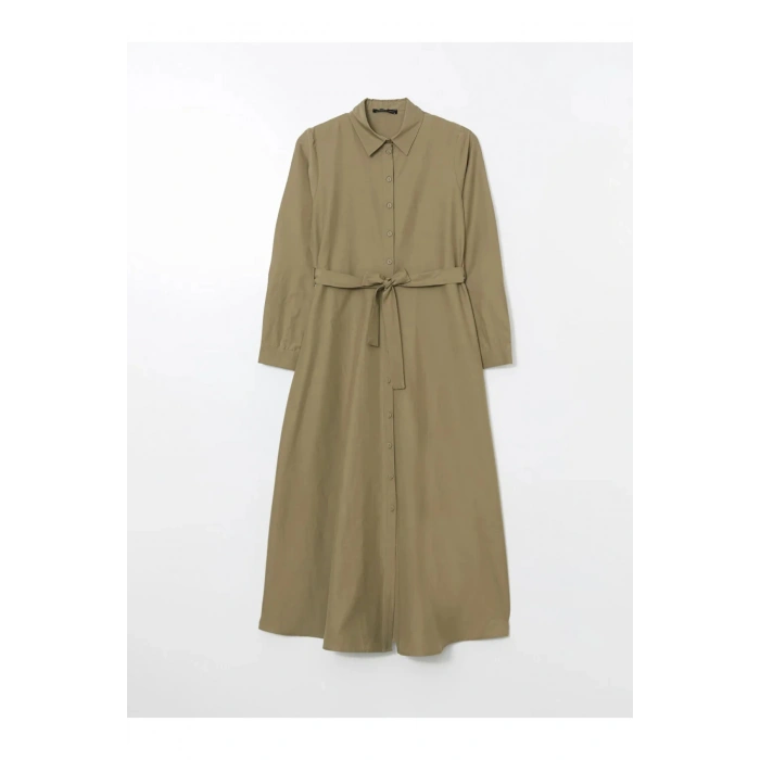 LCWAIKIKI Classic Yeşil Poplin Kadın Gömlek Elbise