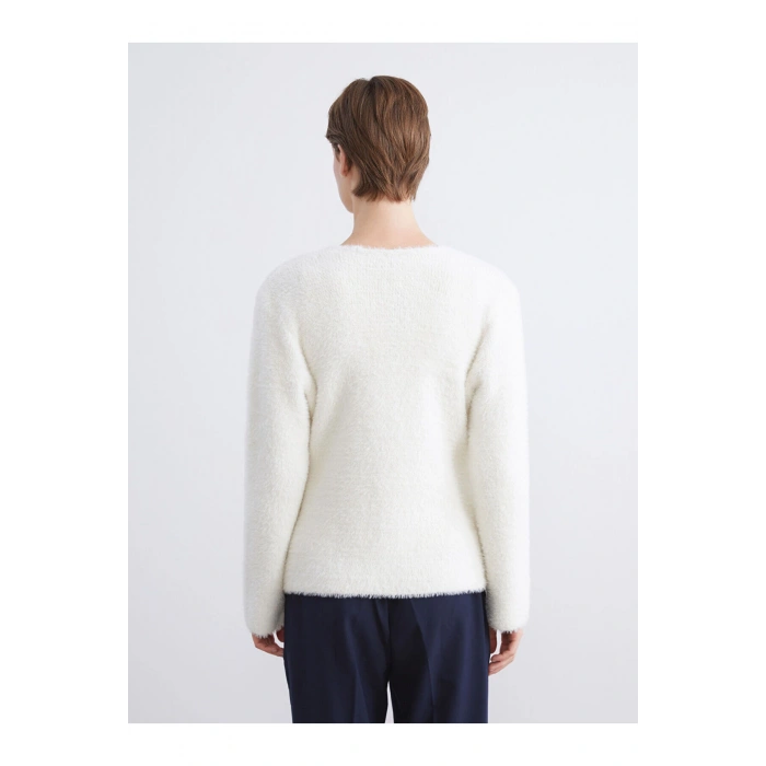 LCWAIKIKI ClassicEkru V Yaka Kadın Pelüş Triko Hırka