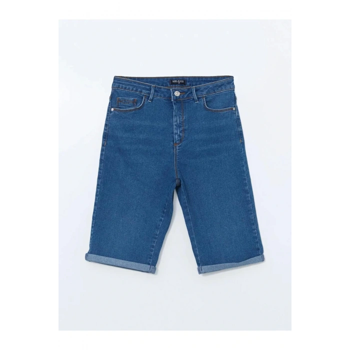 LCWAIKIKI ClassicIndigo Dar Fit Kadın Jean Şort