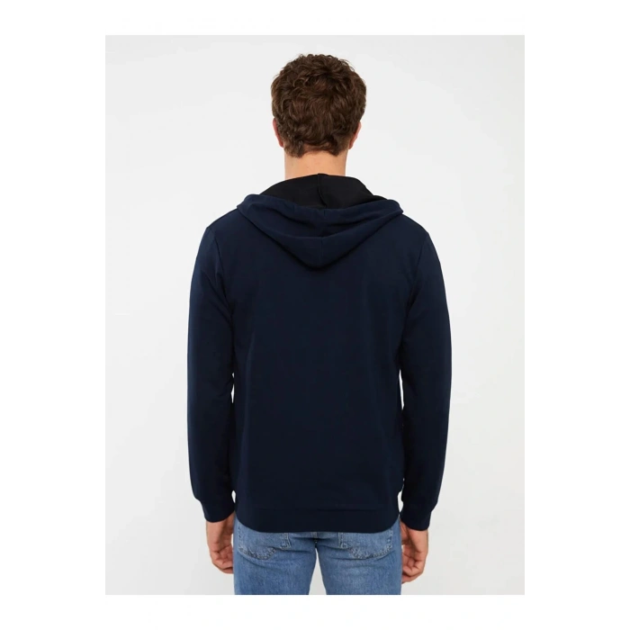 LCWAIKIKI ClassicLacivert Kapüşonlu Uzun Kollu Erkek Spor Hırka