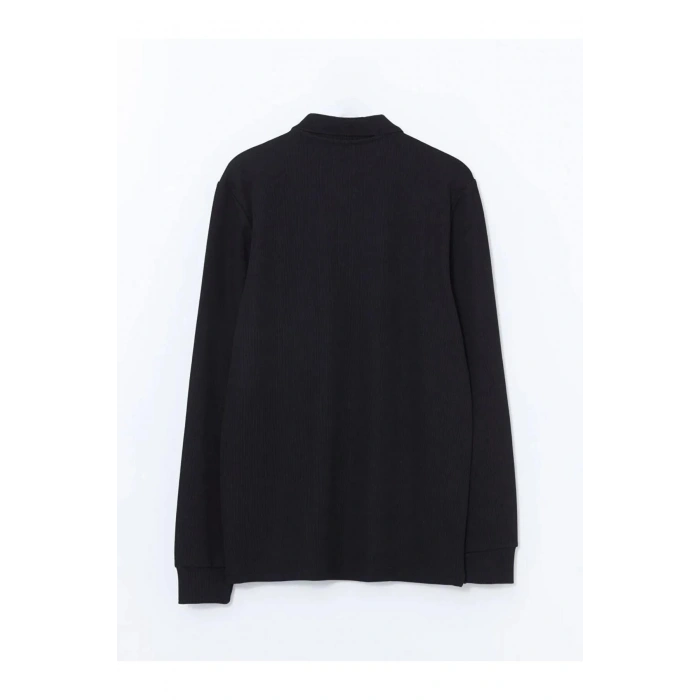 LCWAIKIKI ClassicSiyah Polo Yaka Uzun Kollu Erkek Sweatshirt