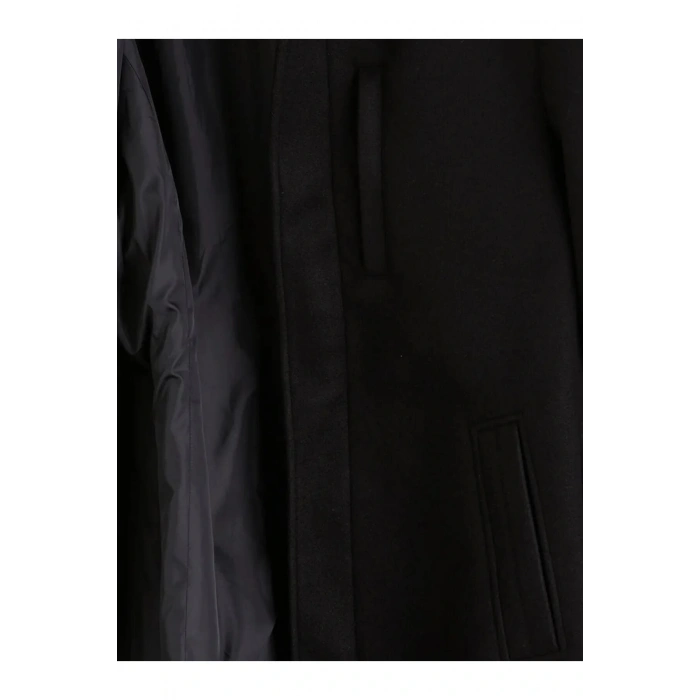 LCWAIKIKI ClassicSiyah Standart Kalıp Dik Yaka Erkek Kaşe Kaban