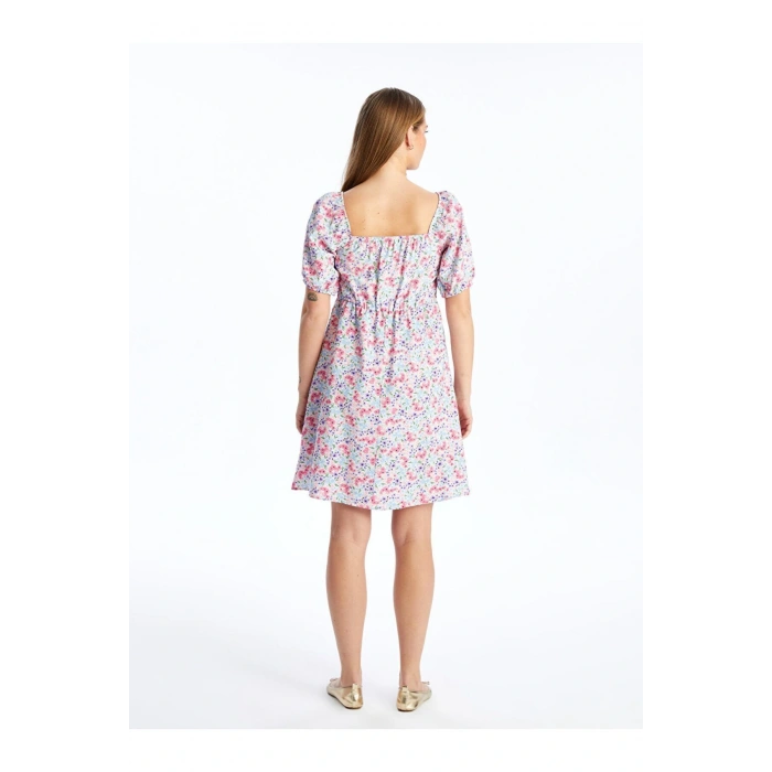 LCWAIKIKI Maternity V Yaka Çiçekli Kısa Kollu Hamile Elbise