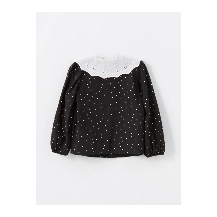 Lcwk Bebe Yaka Uzun Kollu Nakışlı Kız Çocuk Gömlek