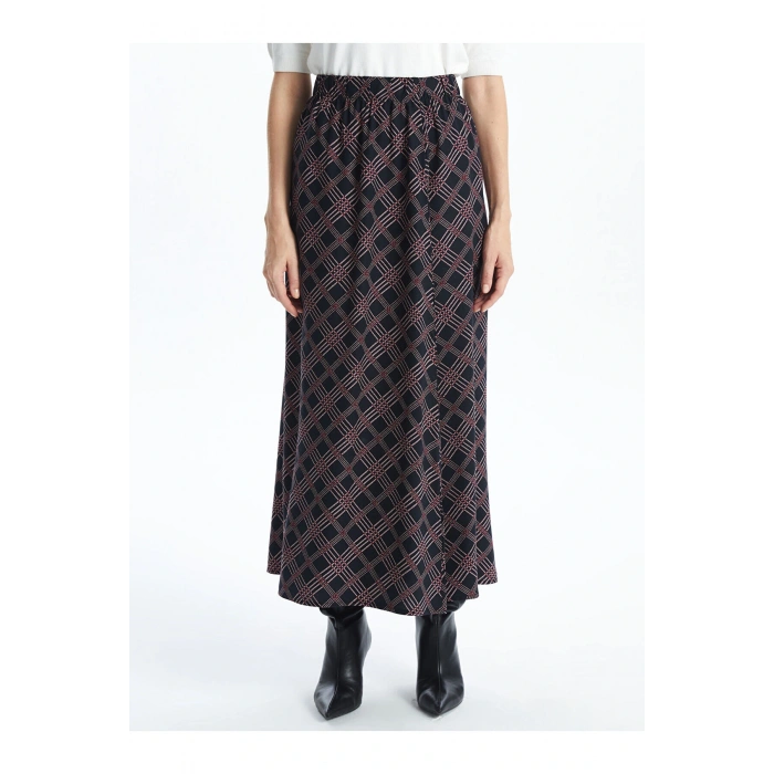 Lcwk Beli Lastikli Desenli Kadın Etek