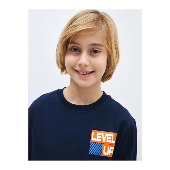 Lcwk Bisiklet Yaka Baskılı Uzun Kollu Erkek Çocuk Sweatshirt