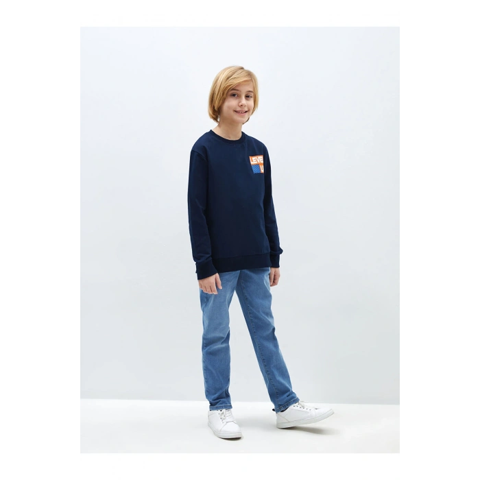 Lcwk Bisiklet Yaka Baskılı Uzun Kollu Erkek Çocuk Sweatshirt