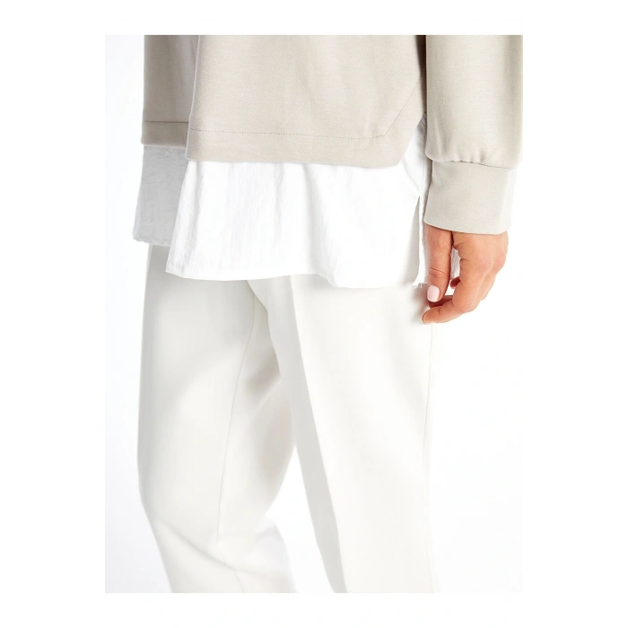 LCWK Bisiklet Yaka Düz Oversize Kadın Sweatshirt Tunik