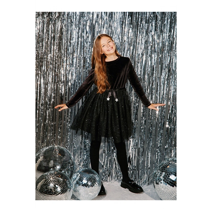 LCWK Bisiklet Yaka Kadife Kız Çocuk Elbise