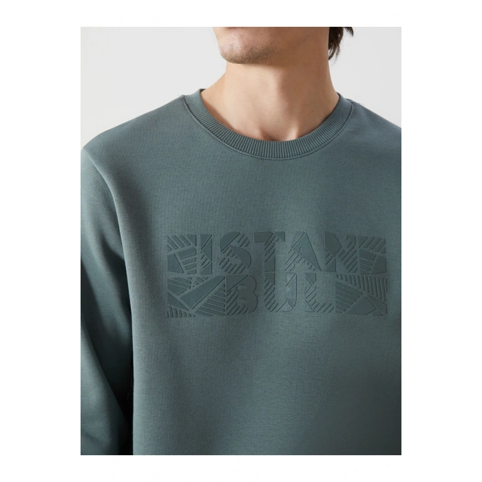 LCWK Bisiklet Yaka Uzun Kollu Baskılı Kalın Erkek Sweatshirt