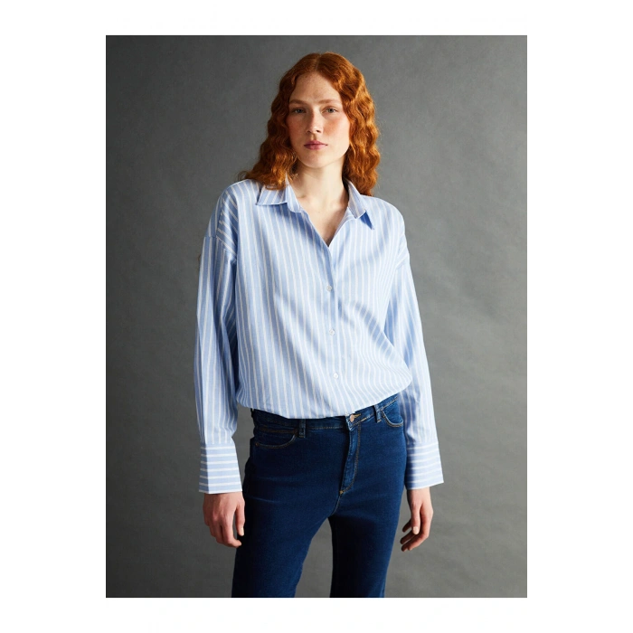 Lcwk Çizgili Oversize Kadın Gömlek