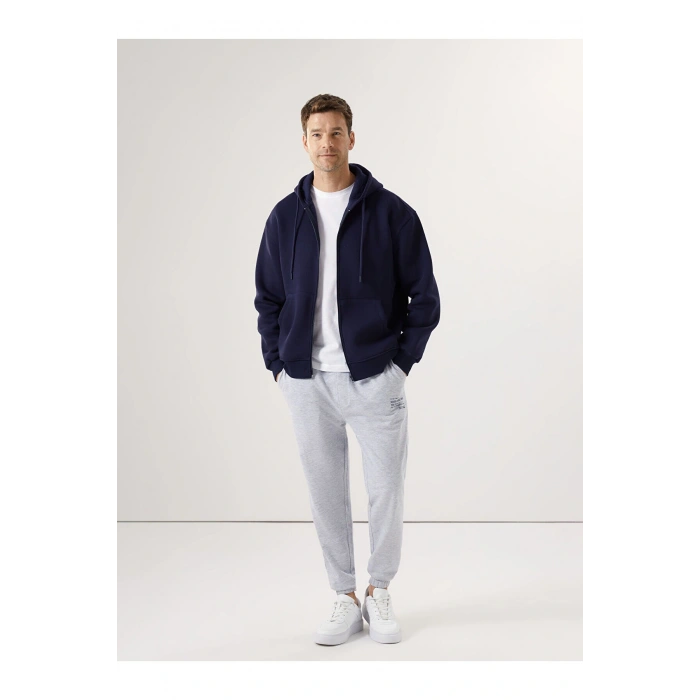 LCWK Kapüşonlu Uzun Kollu Erkek Fermuarlı Sweatshirt