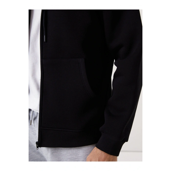 Lcwk Kapüşonlu Uzun Kollu Erkek Fermuarlı Sweatshirt