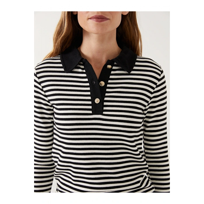 Lcwk Polo Yaka Çizgili Kadın Body