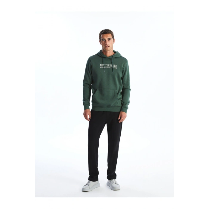 Lcwk Uzun Kollu Baskılı Erkek Kalın Hoodie
