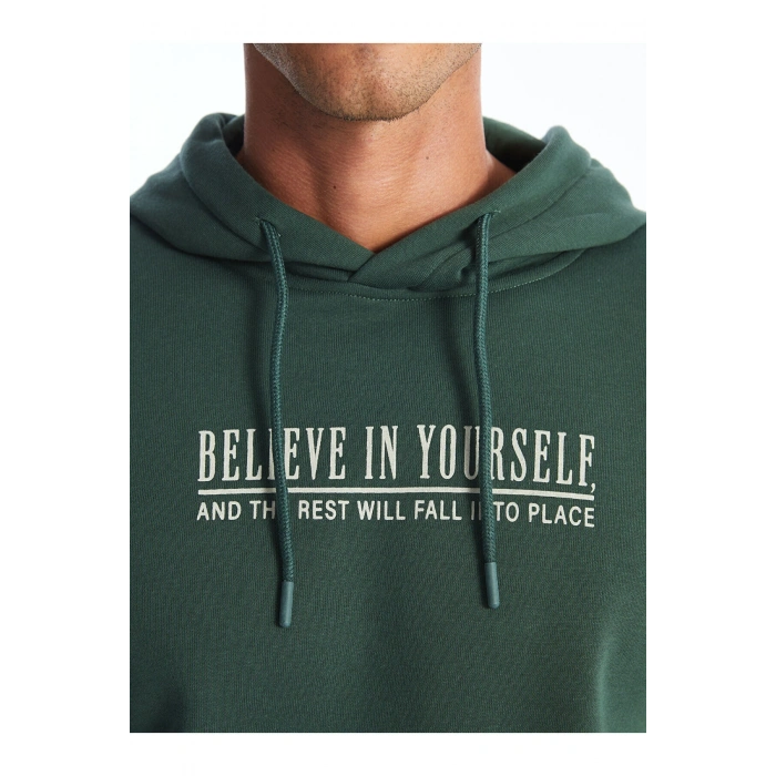 Lcwk Uzun Kollu Baskılı Erkek Kalın Hoodie