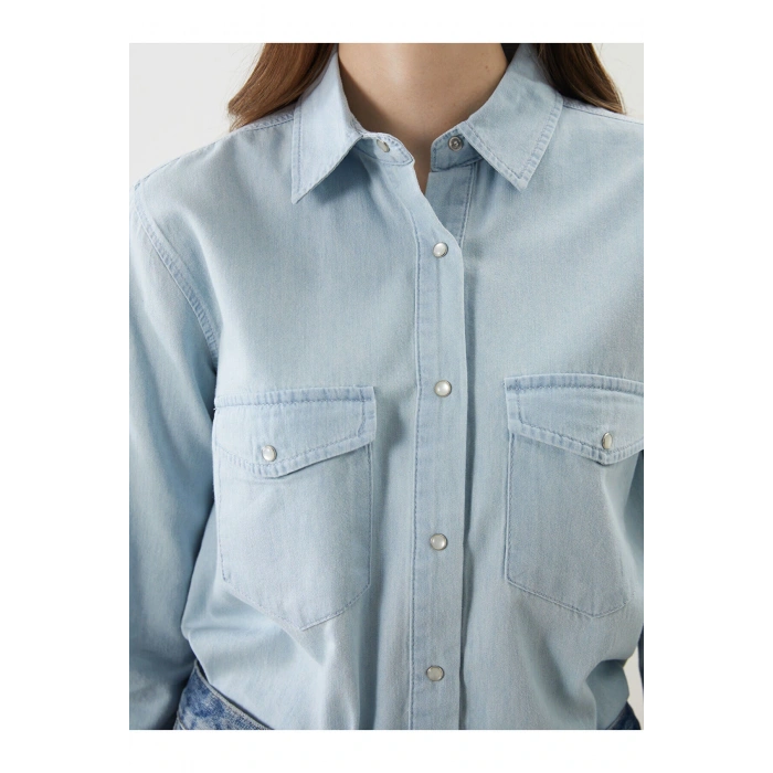 Loose Fit Kadın Jean Gömlek