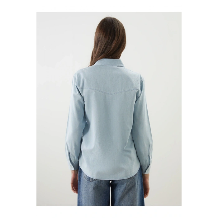 Loose Fit Kadın Jean Gömlek