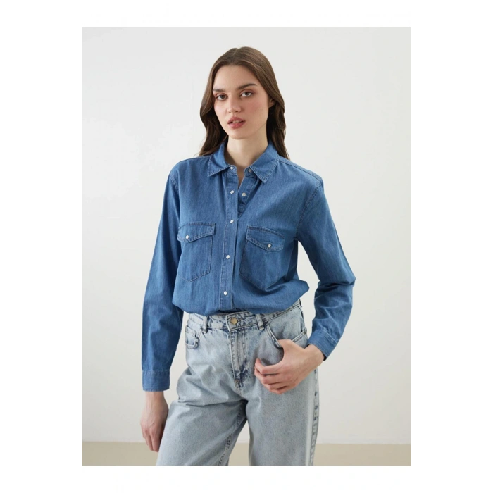 Loose Fit Kadın Jean Gömlek (S5)