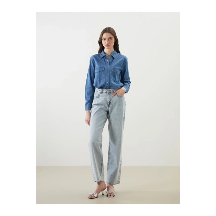 Loose Fit Kadın Jean Gömlek (S5)