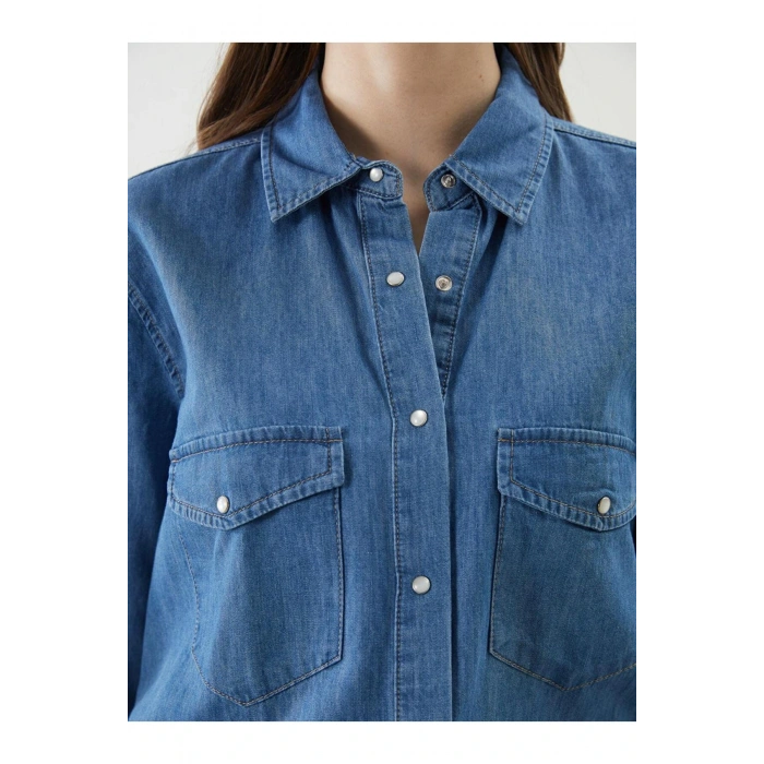 Loose Fit Kadın Jean Gömlek (S5)