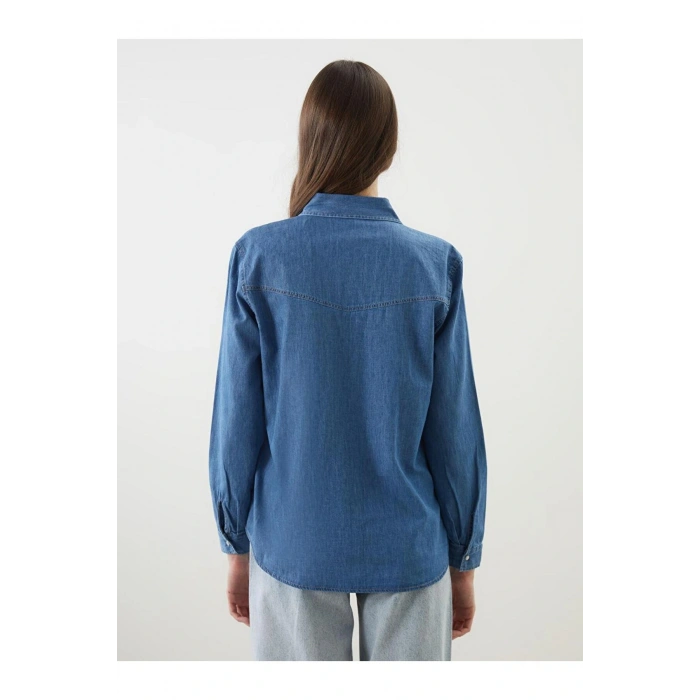 Loose Fit Kadın Jean Gömlek (S5)