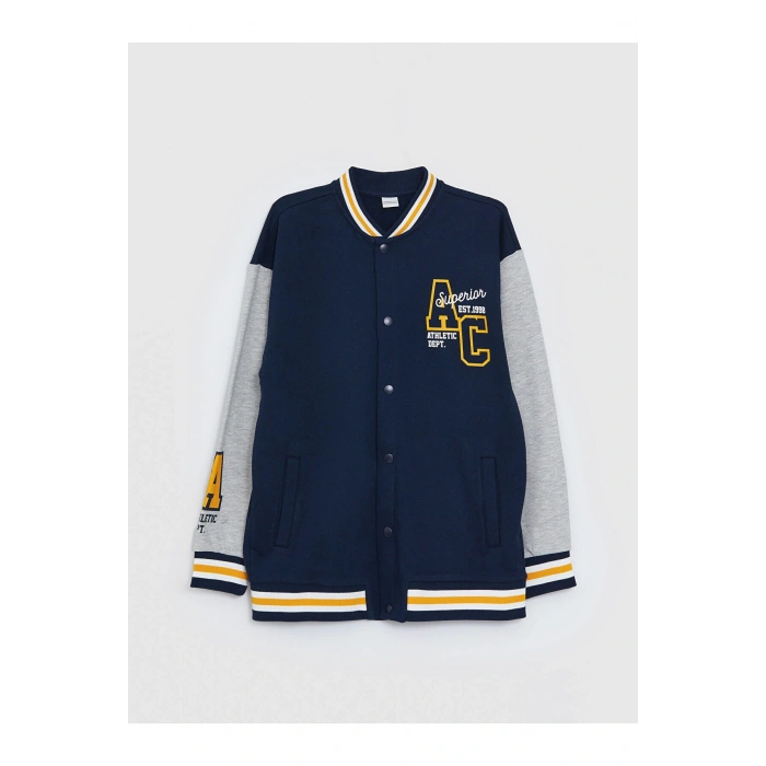 Lw - Baskılı Uzun Kollu Erkek Çocuk Kolej Ceket