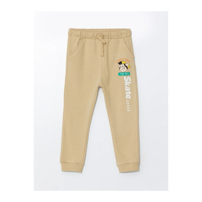 Lw - Beli Lastikli Kalın Nostaljik Maymun Baskılı Erkek Bebek Eşofman Alt