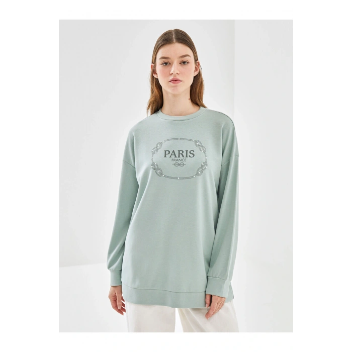 Lw - Bisiklet Yaka Baskılı Kadın Tunik