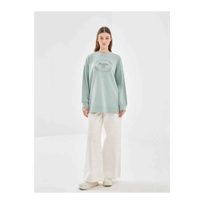 Lw - Bisiklet Yaka Baskılı Kadın Tunik