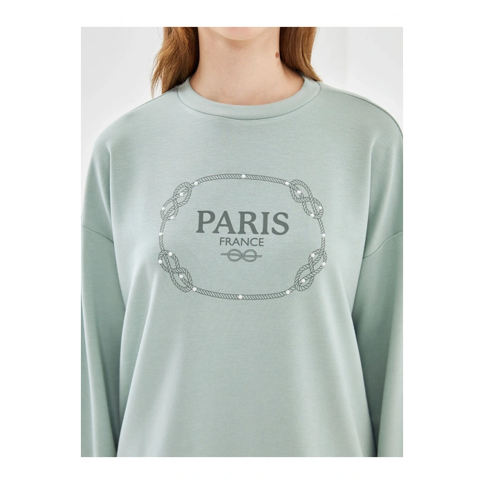 Lw - Bisiklet Yaka Baskılı Kadın Tunik