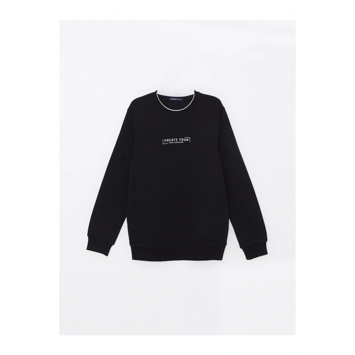 Lw - Bisiklet Yaka Uzun Kollu Baskılı Erkek Sweatshirt