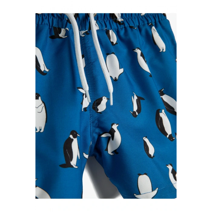 Mayo Beli Bağlamalı Penguen Baskılı File Astarlı