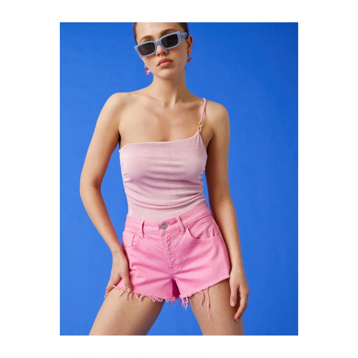 Mini Kot Şort Cepli Destroylu