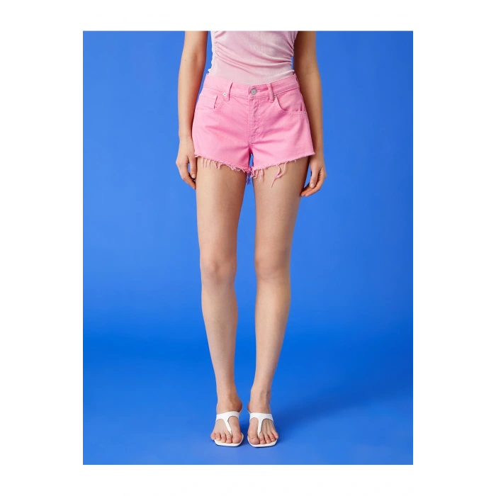 Mini Kot Şort Cepli Destroylu