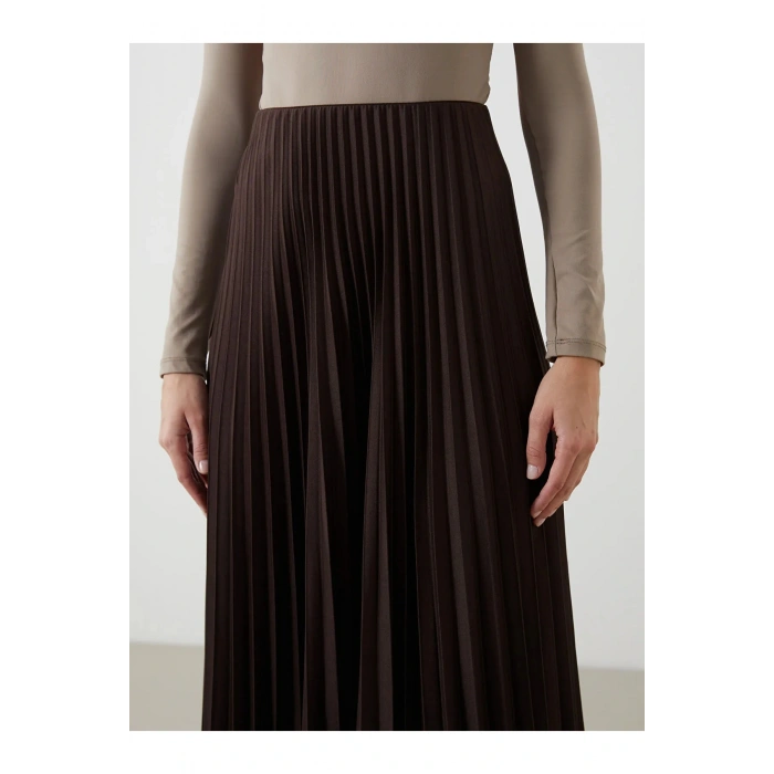 Modest  Beli Lastikli Şifon Kadın Pileli Etek