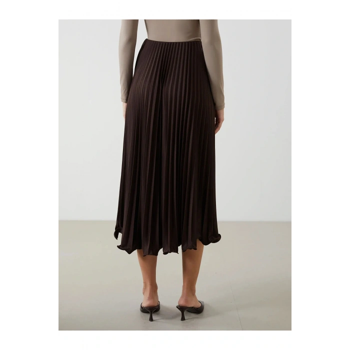 Modest  Beli Lastikli Şifon Kadın Pileli Etek