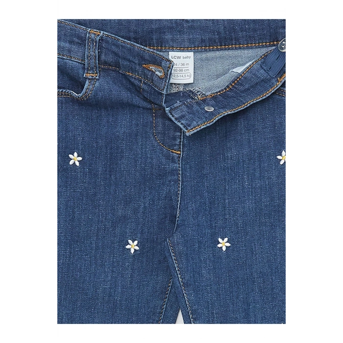 Nakış Detaylı Kız Bebek Jean Pantolon