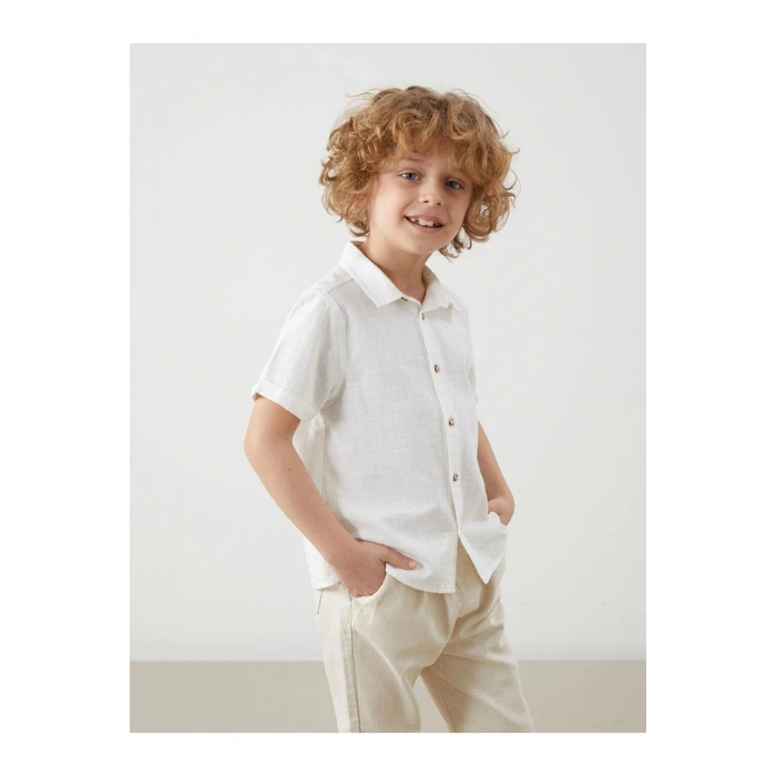 Nakış Detaylı Poplin Erkek Çocuk Gömlek (S5)