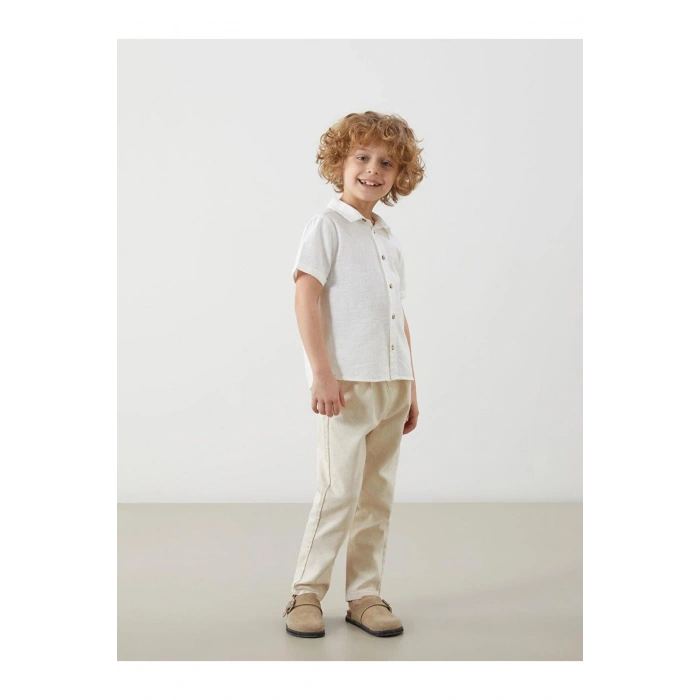 Nakış Detaylı Poplin Erkek Çocuk Gömlek (S5)