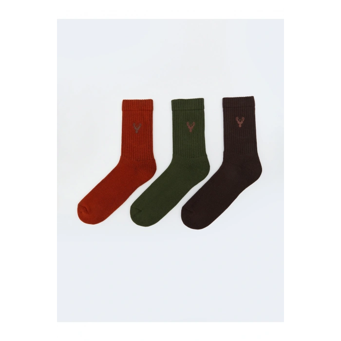 Nakışlı Erkek Soket Çorap 3lü