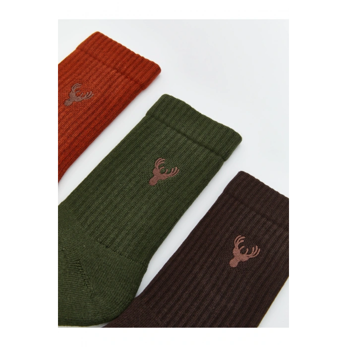 Nakışlı Erkek Soket Çorap 3lü