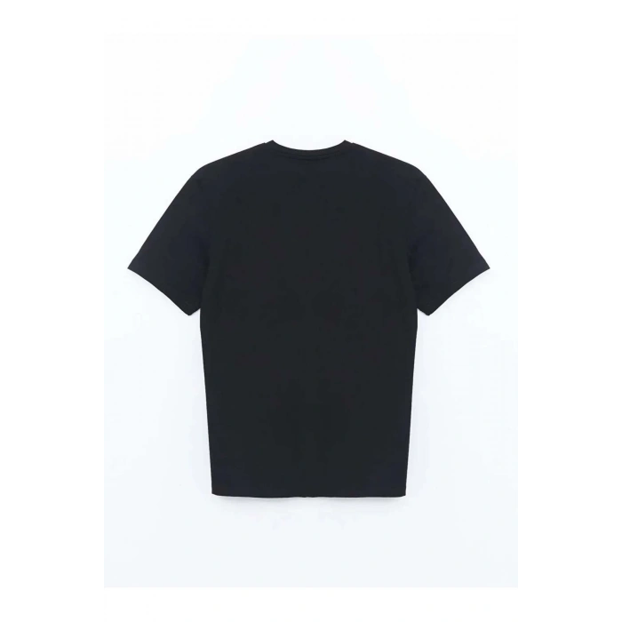 Natuvera Siyah Bisiklet Yaka Kısa Kollu Baskılı Penye Erkek Tişört