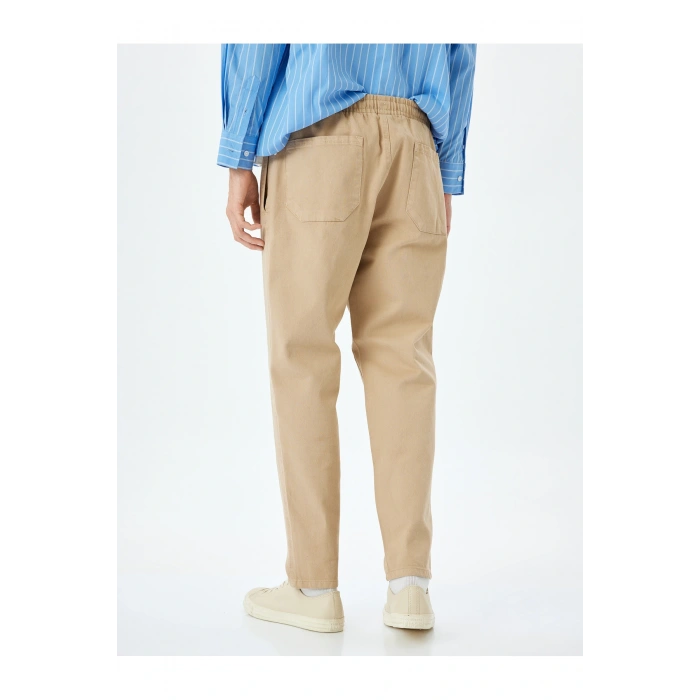 Normal Bel Straight Fit Pamuklu Beli Bağcıklı Pantolon