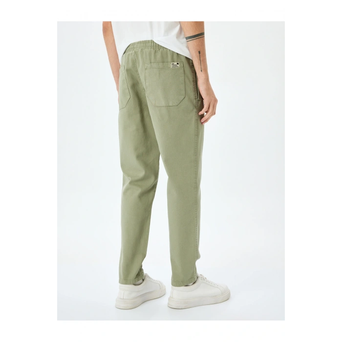 Normal Bel Straight Fit Pamuklu Beli Bağcıklı Pantolon